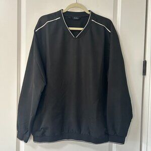 Men's Walter Hagen Black Wind Shirt Long Sleeve V Neck Size XL EUC